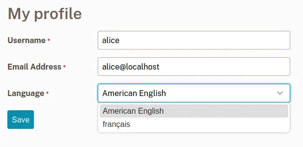 Language choice in User Profile